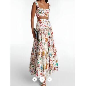 NWT Commense Printed Pleated Skirt Set Sz XL